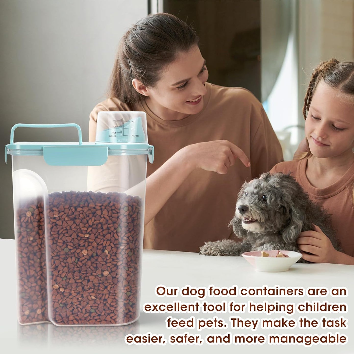 TBMax 10 Lbs Cat Dog Food Storage Container, 2026 Upgraded Large Pouring Container for Pet Food Storage, Bird Seed Dispenser, Portable Travel Kibble Holder -Dark Green