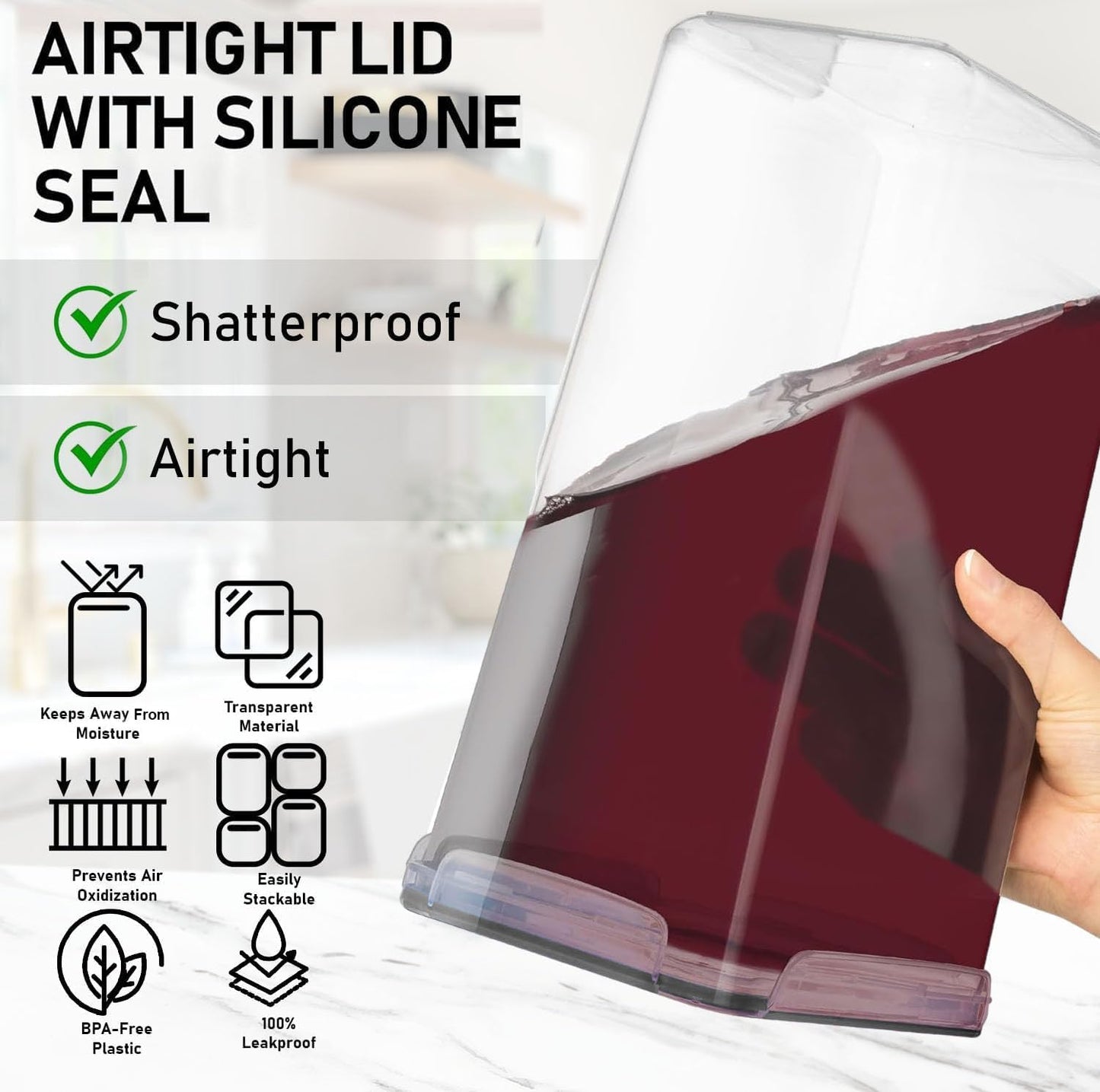 Flour Storage Container 2 PC [8.5L / 287 Oz] Extra Large Food Storage Containers with Lids - Airtight, Leak Proof, BPA-Free Plastic Flour Sugar Storage Containers - Bulk Storage for Kitchen & Pantry