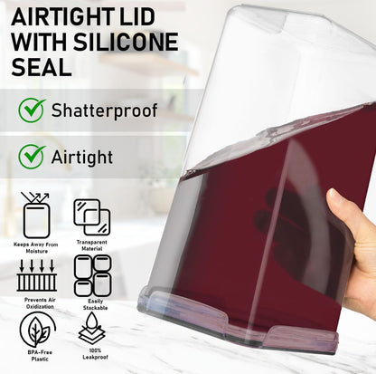 Flour Storage Container 2 PC [8.5L / 287 Oz] Extra Large Food Storage Containers with Lids - Airtight, Leak Proof, BPA-Free Plastic Flour Sugar Storage Containers - Bulk Storage for Kitchen & Pantry