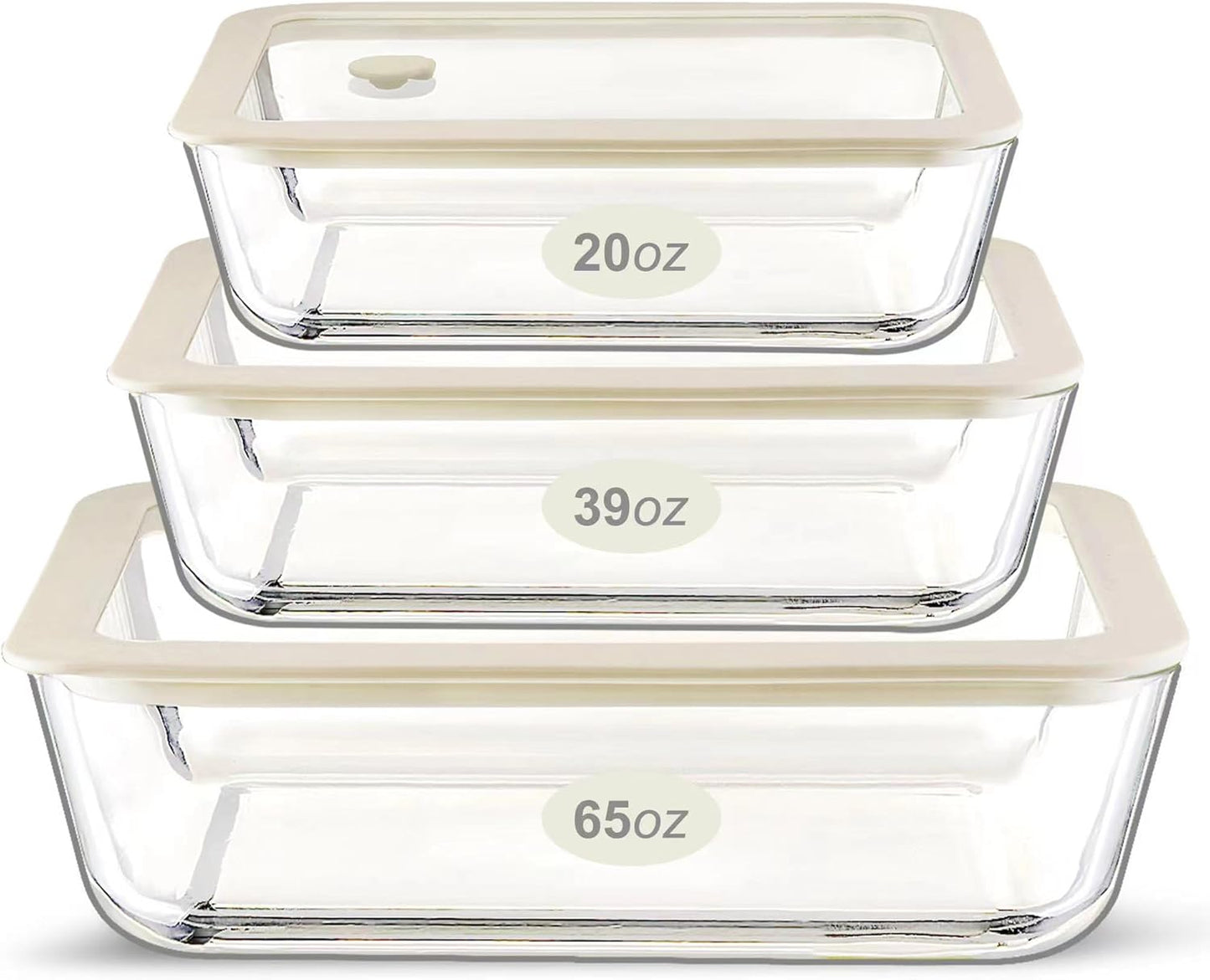 Urban Green Glass Food Container Set with Glass Lid, 4 Pack, Food Storage Containers Set, Airtight, LeakProof, 100% Plastic Free, Meal Prep Containers (White Color)