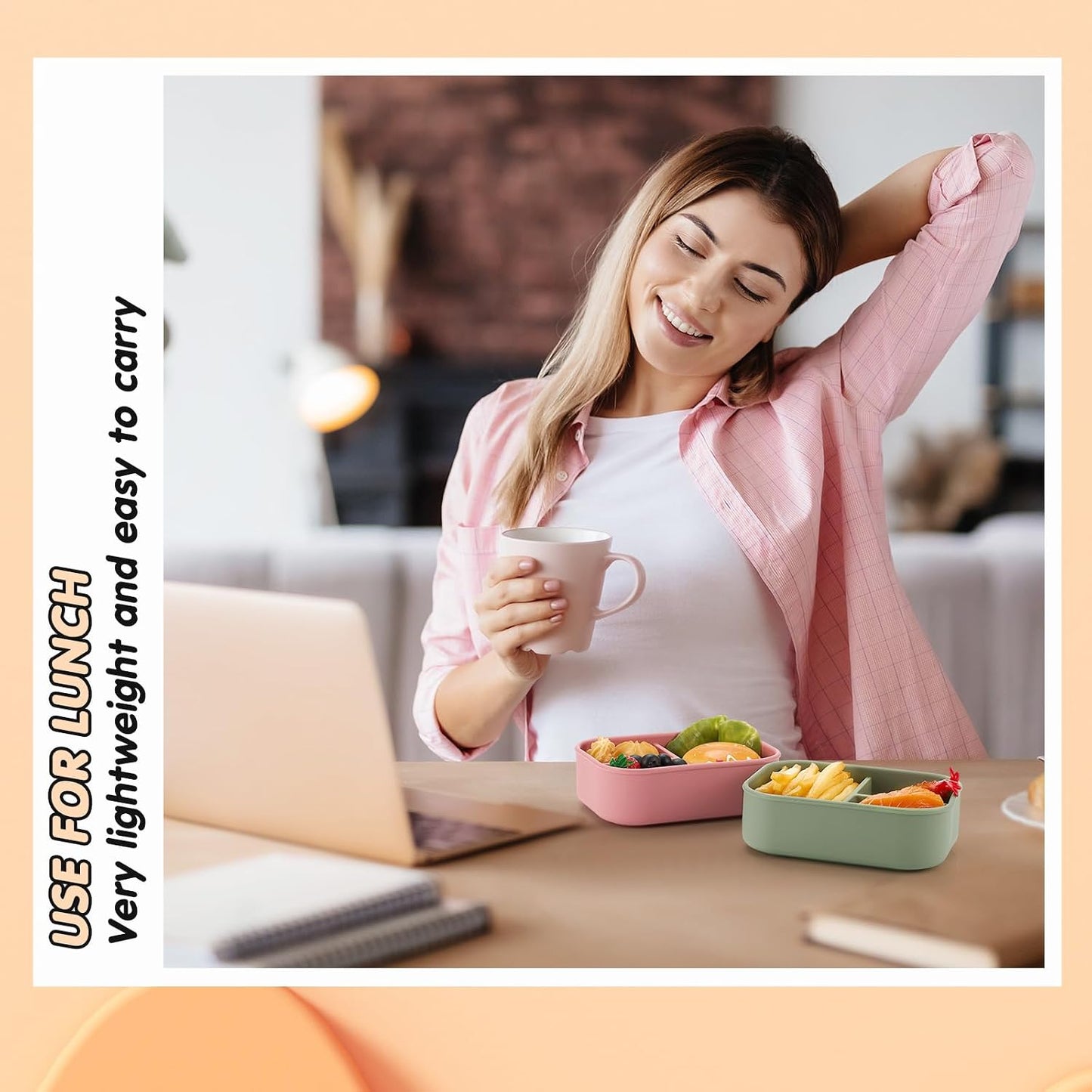 Layhit 4 Pcs Silicone Bento Box for Adults, 27 oz Bento Lunch Container Reusable 3 Compartment Lunchable Food Container for Women Men, Leak Proof Microwave Dishwasher Freezer Safe (Cool Colors)