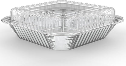 WANBAO 20 Pack Foil Pans with Plastic Lids 8 X 8 Inch Disposable Aluminum Tin Foil Baking Pans Meal Prep for Catering Party Meal Prep, Take Out, Freeze, Food Storage, Prepping Food