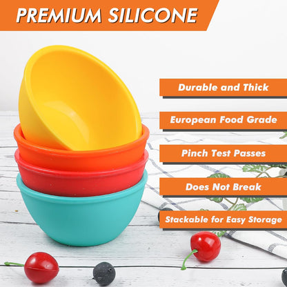 Webake 3" Silicone Pinch Bowls for Cooking Prep, 2oz Small Dipping Bowls Sauce Condiment Containers with Lids, BPA Free Set of 8