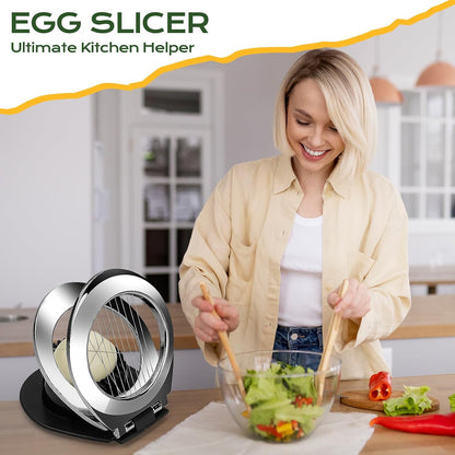 BIBURY Egg Slicer for Hard Boiled Eggs, Heavy Duty Aluminium Fruit Slicer