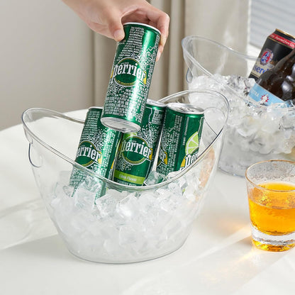 Ice Bucket,Clear Plastic 4 Liter Storage Tub,Beer Bucket Beverage Chiller Bin for 2 Wine,Champagne Bottles,Drink Bucket (Clear,1pack)