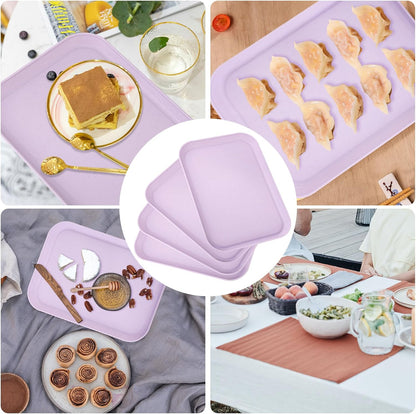 4 Pack Multicolo Plastic Serving Trays for Party Serving Food - Rectangular, 8.66 by 12 in, Heavy Duty Dessert Trays for Food Erving Platters for Party Tray Decor Veggie,Snack