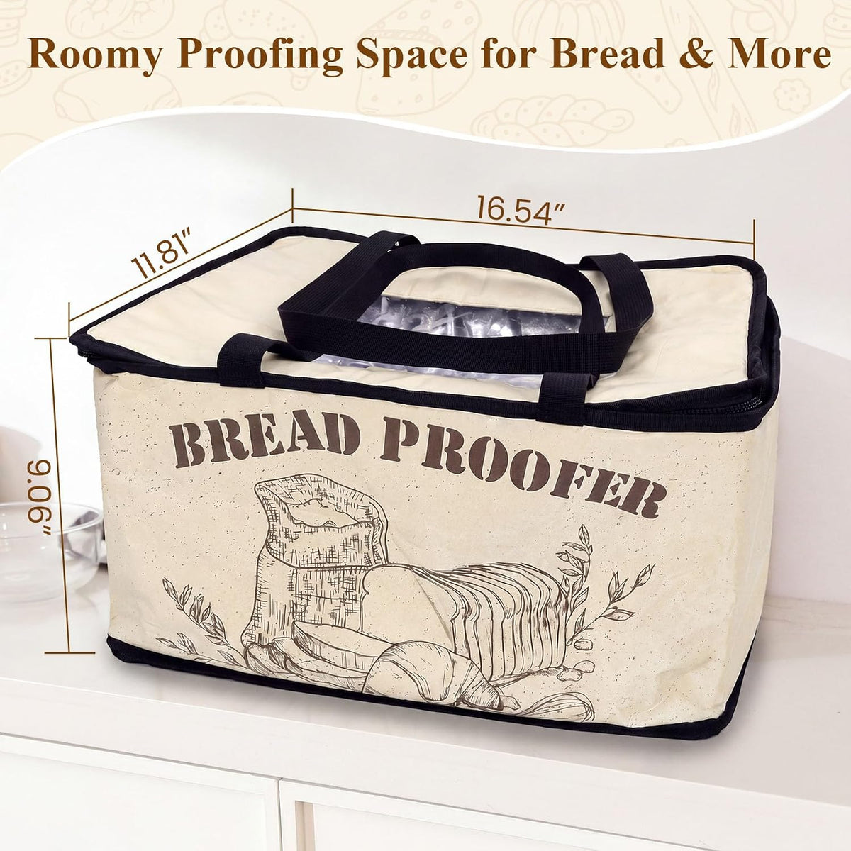 Foldable Bread Proofing Box, 50–113℉ Temp Control &Timer for Dough, Yogurt