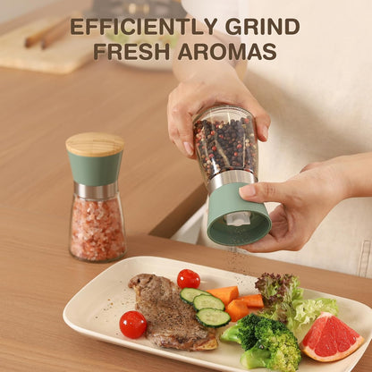 Vucchini Salt and Pepper Grinder Set with Bamboo Lid