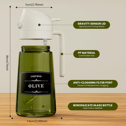 Oliver Oil Sprayer Dispenser for Cooking Bottle 16oz Dark Glass Black