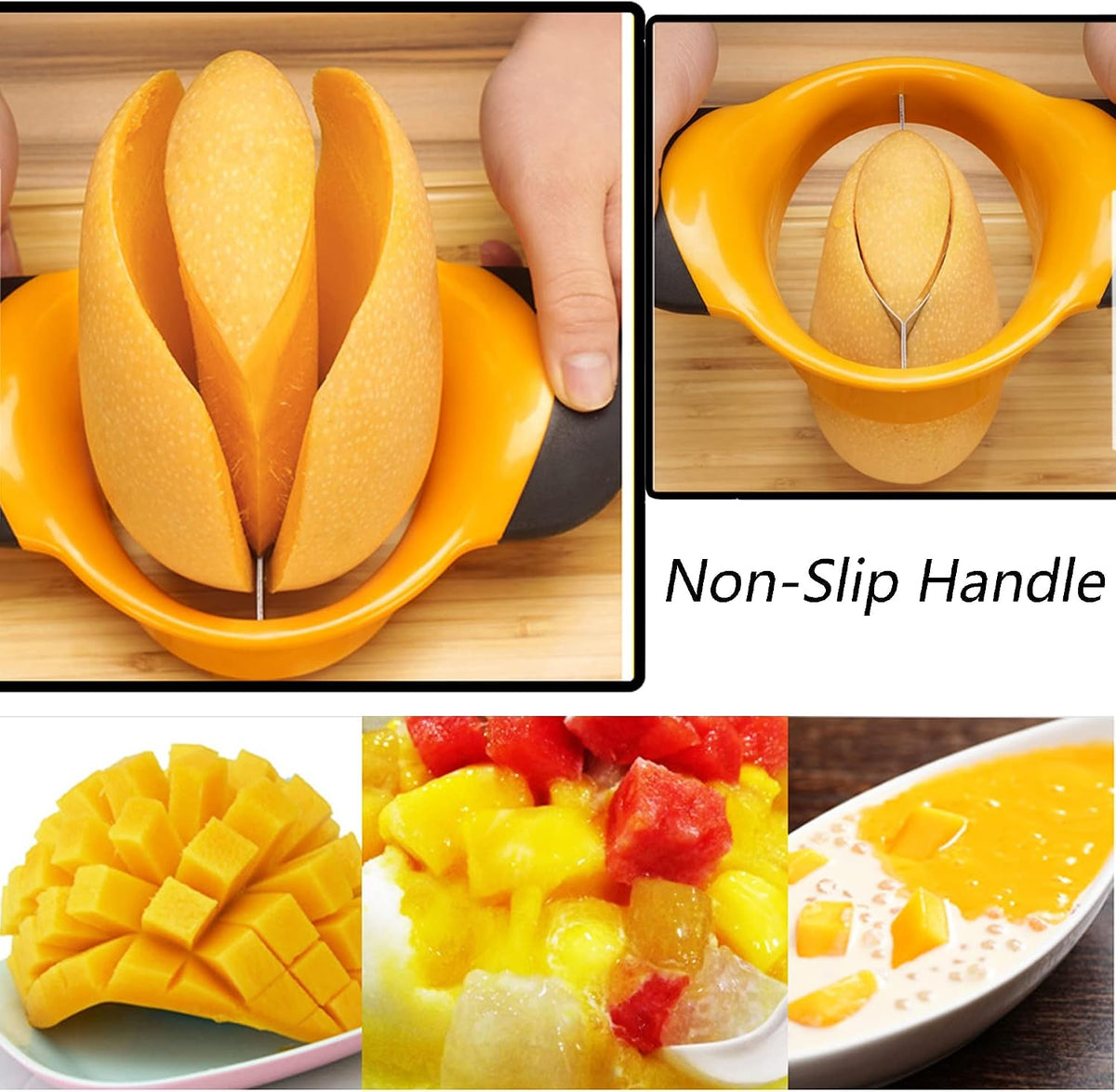 Sturdy Mango Slicer and Pit Remover Tool, Mango Splitter Fruit Cutter Mango Pitter with Ergonomic Grip Handle - Effortlessly Remove Pit and Divide