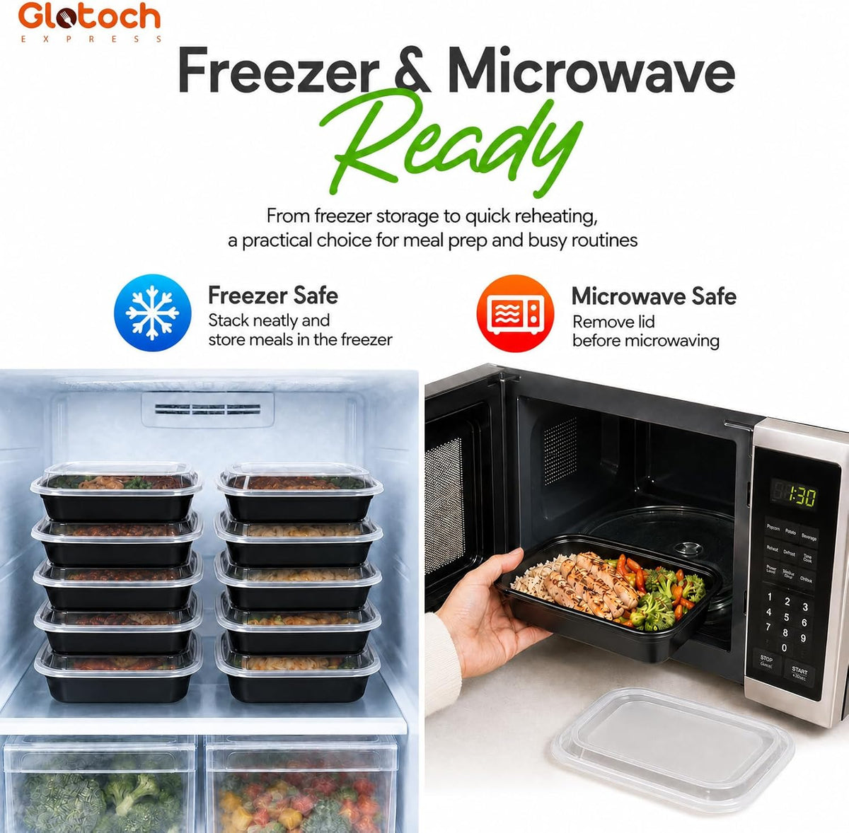 Meal Prep Containers 24oz-100 Pack (200-Piece) Reusable Food Storage Containers with Lids Microwave, Freezer, Dishwasher Safe - Leakproof & BPA Free Durable Plastic Bento Box for To Go Take Out