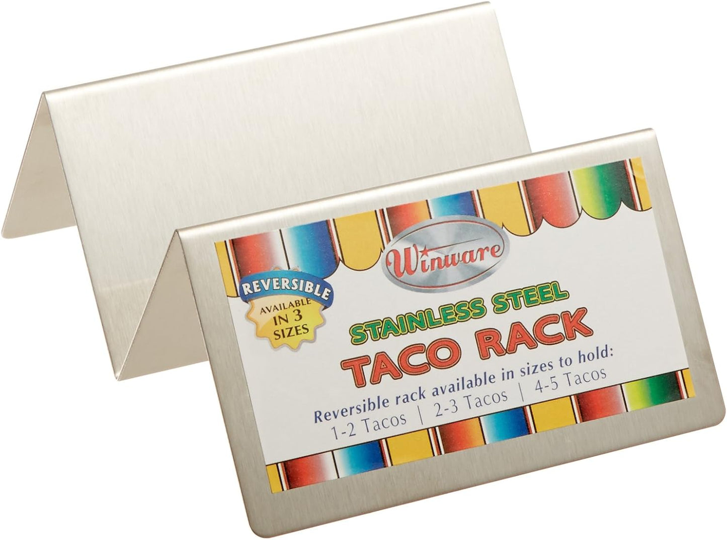 Winco 2-3 Compartments Stainless Steel Taco Holder, Medium