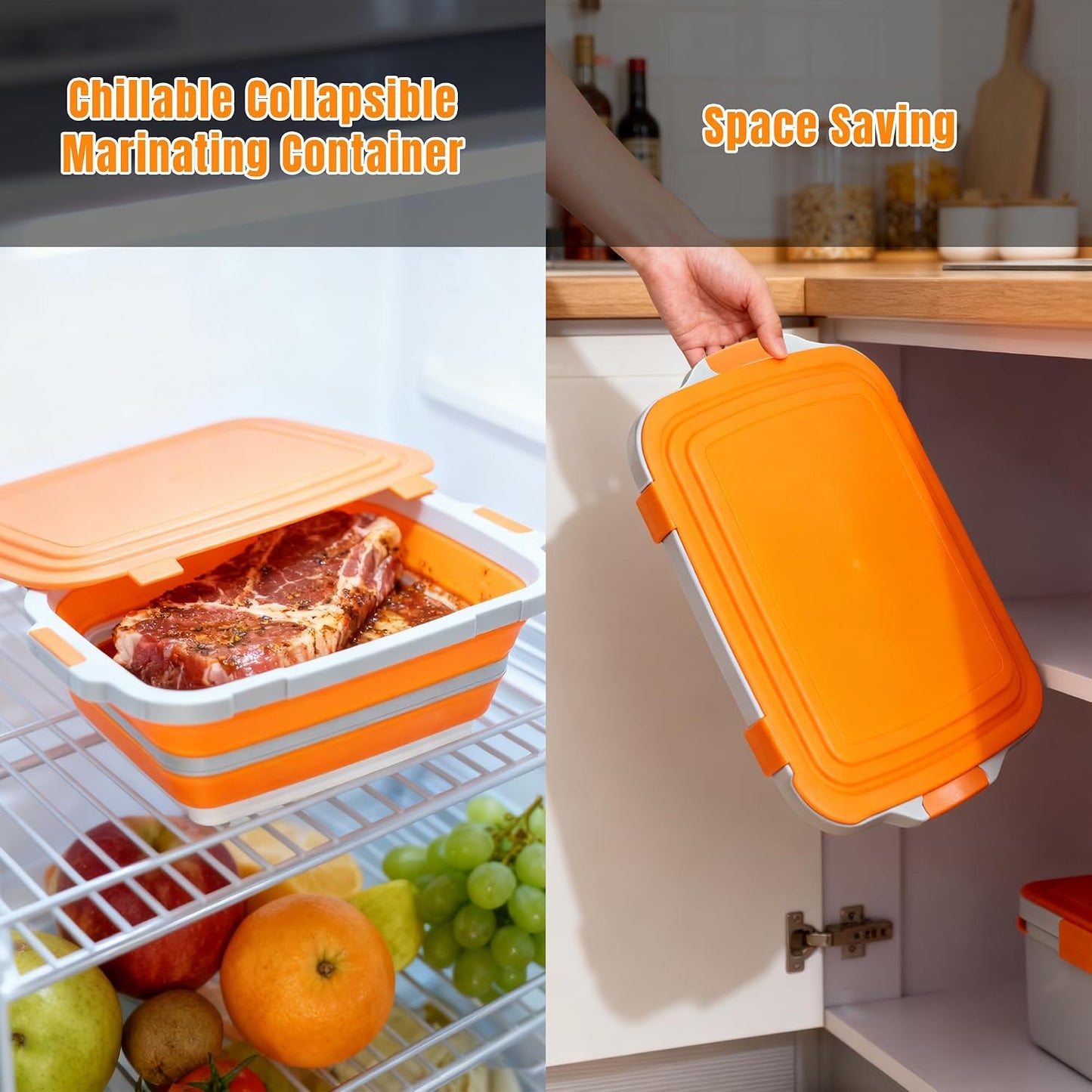 Collapsible Cutting Board with BBQ Prep Tub and Lid, Foldable Food Prep Container for Meal Prep, Marinating, Food Storage, Grilling, Camping and Outdoor Cooking, Dishwasher Safe, Black XX-Large