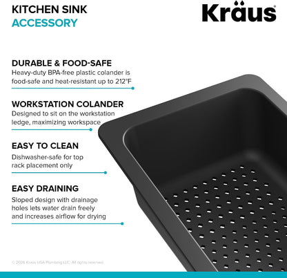KRAUS Expandable Colander for Kitchen Sink/Over the Sink Colander, Lt Grey