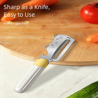 Vegetable Peeler Wooden Handle Sharp Steel Blade with Bottle Opener