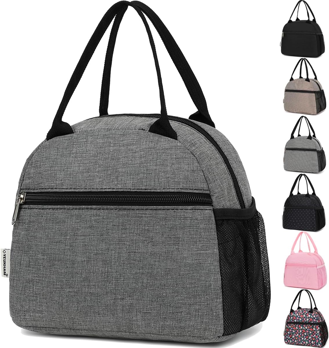 GYEUKHAM Lunch Bag Women, Lunch Box for Adult Men Kids Girls, Small Cute Lunchbox Tote Large Capacity Insulated Lunch Container Cooler for Work School Picnic Travel, Black White Stripes
