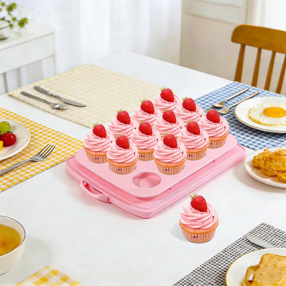 2in1 Cupcake Carrier and Cake Keeper with Lid, Rectangle Pie Carrier,Large Portable Storage Container for Storing 12 Cupcakes or 1 Large Cake (White)