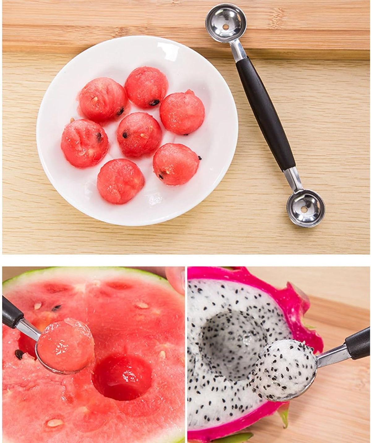 Double Headed Melon Baller, Stainless Steel Melon Baller Scoop