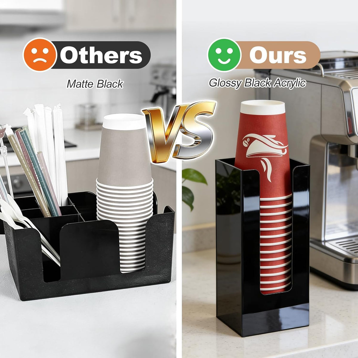 Coffee Cup Dispenser, Cup and Lid Organizer fits 5 to 16 oz Disposable Cups