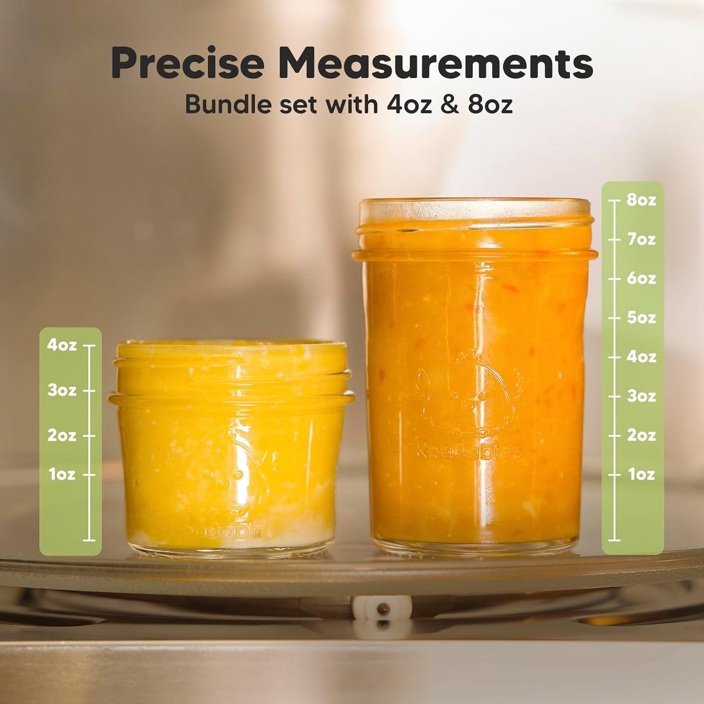 KeaBabies 12pk 4oz Glass Baby Food Containers with Lids - Leak-Proof, Microwavable Small Glass Jars, Baby Purees & Toddler Snack Storage Containers, BPA-Free, Dishwasher & Freezer Safe (Musk Dusk)