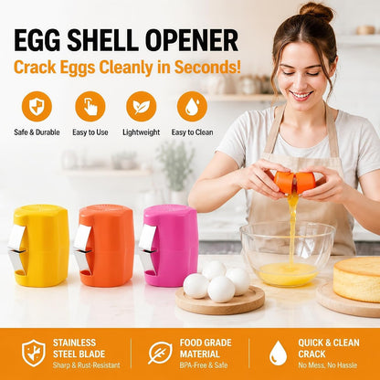 Egg Shell Opener, 2-in-1 for Raw & Boiled Eggs，Orange
