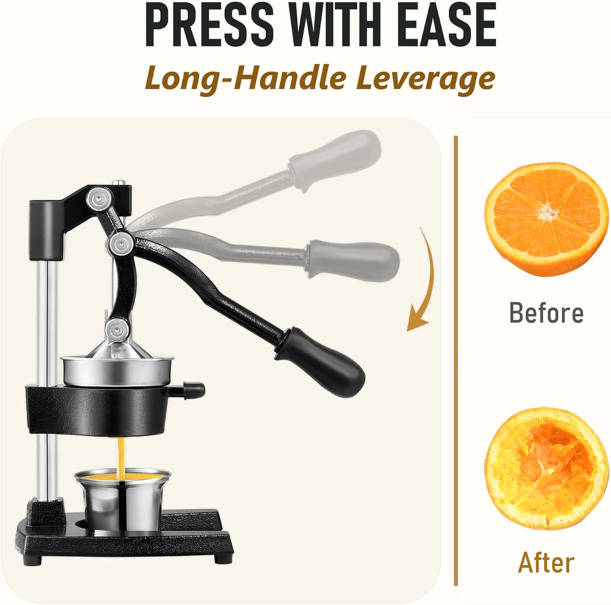 TONGCHANT Cast Iron Manual Juicer for Orange Lemon Citrus Fruit & Lime