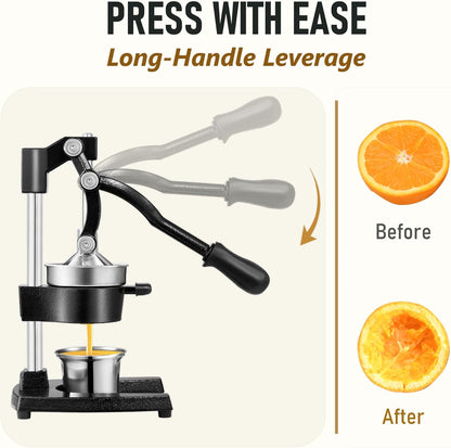 TONGCHANT Cast Iron Manual Juicer for Orange Lemon Citrus Fruit & Lime