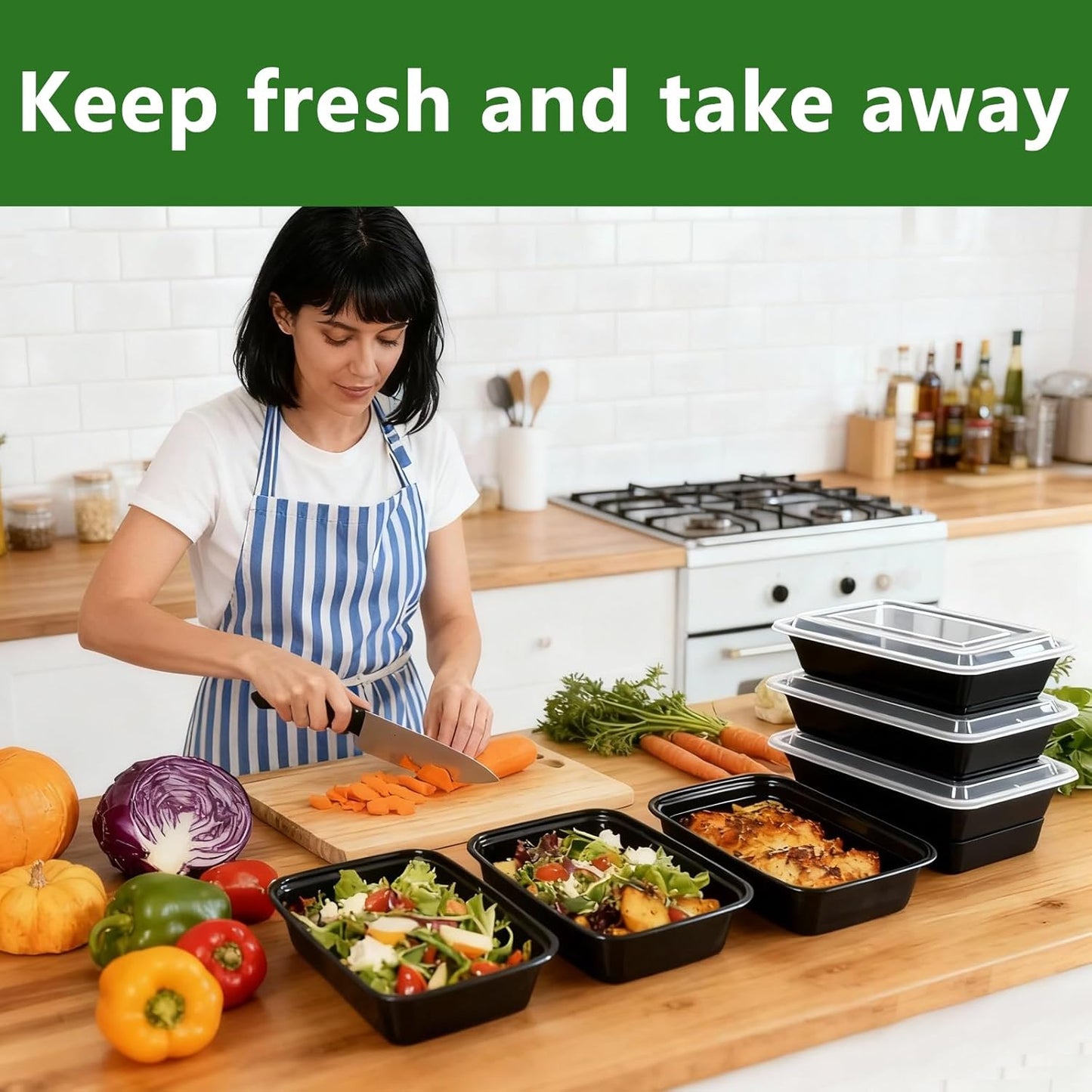 10Pack 35oz Meal Prep Containers Disposable Food Storage Containers with Lids, 1-Compartment Reusable Food Storage Plastic Stackable To Go Boxes Microwave, Freezer, Dishwasher Safe