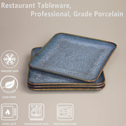 Porcelain Plate Set Large Serving Tray Set of 4, Reusable Serving Platters for Party Food, Cookie, Appetizer, Charcuterie, Snack, Dessert Display,Stackable Kitchen Dish 14.4 INCH