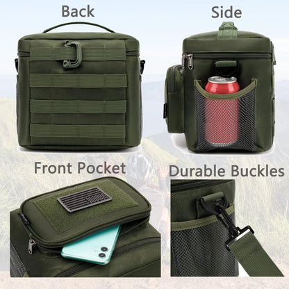 FlowFly Lunch Bag, Insulated Cooler, Thermal Lunch Box Tote with MOLLE/PALS Webbing, Adjustable Padded Shoulder Strap, for Tactical Men Women Adults and Boys Girls Kids (Cyan, Medium)