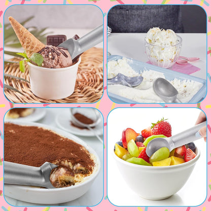 Gejoy Ice Cream Scoop Set, Ice Cream Scoops 7 Inch, Silver