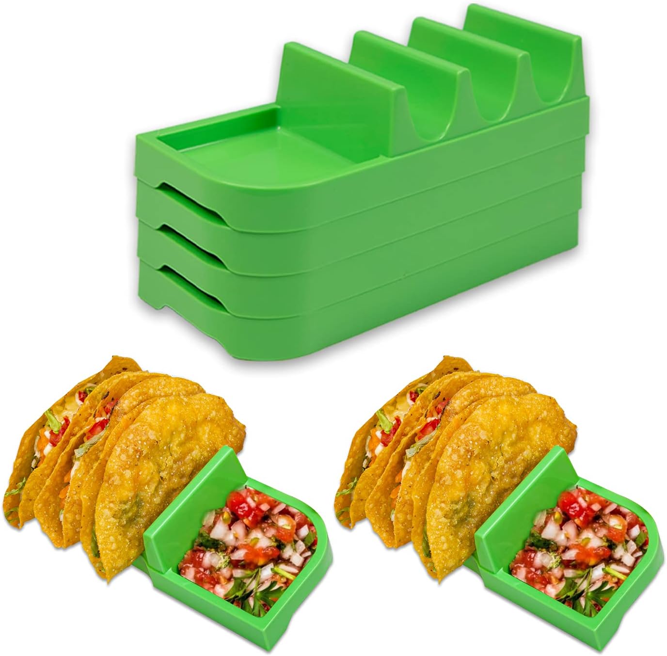Taco Holder Stand, Taco Bar Serving Set for a Party 4 Taco Holders Nachos Tortilla Taco Serving Platter Stackable Tuesday Kit, Taco Night