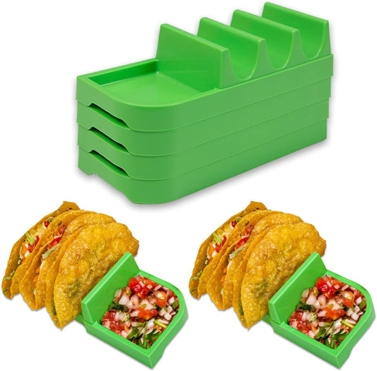Taco Holder Stand, Taco Bar Serving Set for a Party 4 Taco Holders Nachos Tortilla Taco Serving Platter Stackable Tuesday Kit, Taco Night