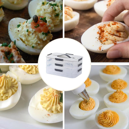Deviled Egg Containers with Lid 54 Slots Clear Plastic Deviled Egg Tray Carrier Platter with Handle & Snap Lock Stackable Reusable for Fridge, Holder for Fridge
