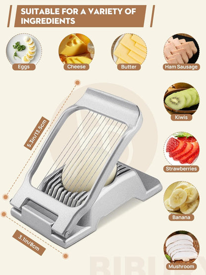 BIBURY Egg Slicer for Hard Boiled Eggs, Heavy Duty Aluminium Fruit Slicer