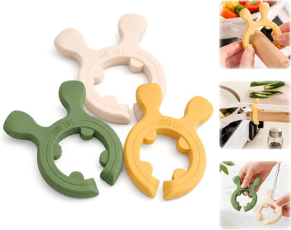 3-Pack Silicone Pot Clip Spoon Holder, Clip-On Spoon Rest and Lid Support, Non-Slip Pot Handle Utensil Rest, Helps Reduce Drips and Boil-Overs, for Pots, Pans and Bowls