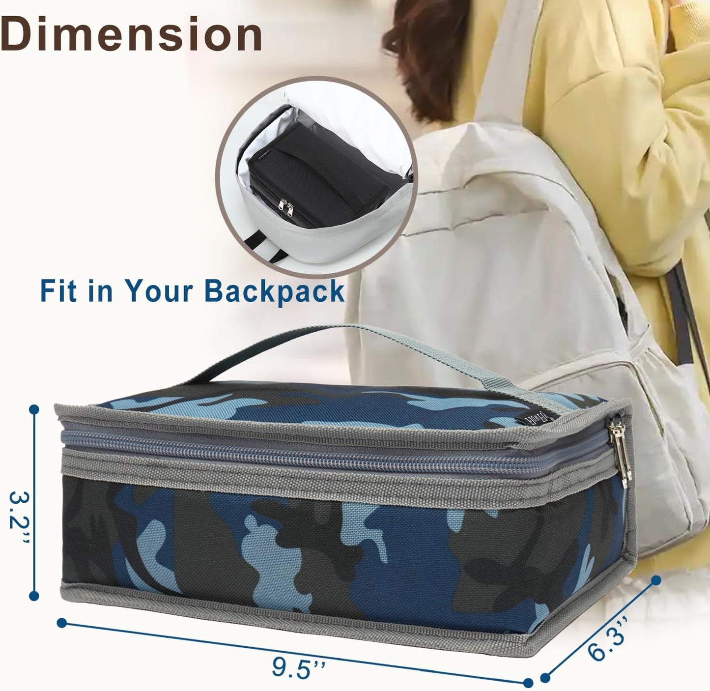 FlowFly Small Insulated Lunch box Portable Soft Bag Mini Cooler Thermal Meal Tote Kit with Handle for Work & School, Black