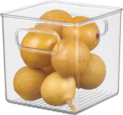 iDesign Storage Bin with Handles - Cube Organizer Bin for Pantry, Set of 4, Clear, Made in USA