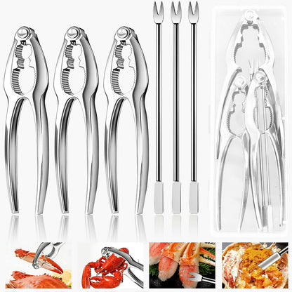 6 Pcs Lobster Crackers and Picks Set, Stainless Steel Crab Crackers Tools with Storage Box for Nut, Walnut, Crab, Seafood Boil Party Supplies and More