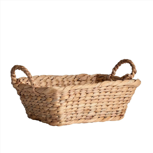 Woven water hyacinth basket, iron frame, rectangular, natural color | Stylish and versatile, portable and easy to use, large capacity and multi-purpose, sturdy and durable.