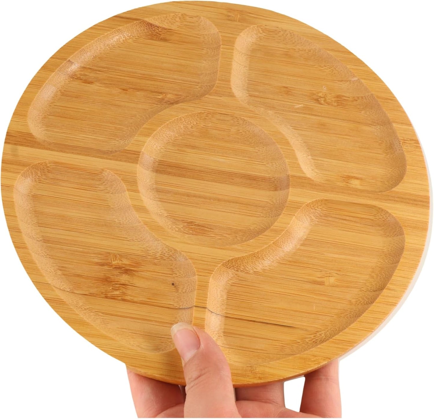 Bamboo Plates Bamboo Tray 5 Compartments Party Platter Fruit platters Snack Tray Candy Tray for Serving Dishes, Serving Platters, Chip and Dip Tray