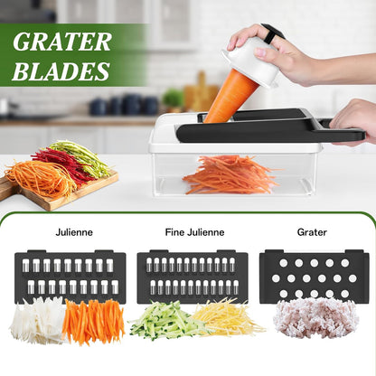 HomeHacks Veggie Chopper Vegetable Cutter, 12 in 1 Kitchen Gadget, Green