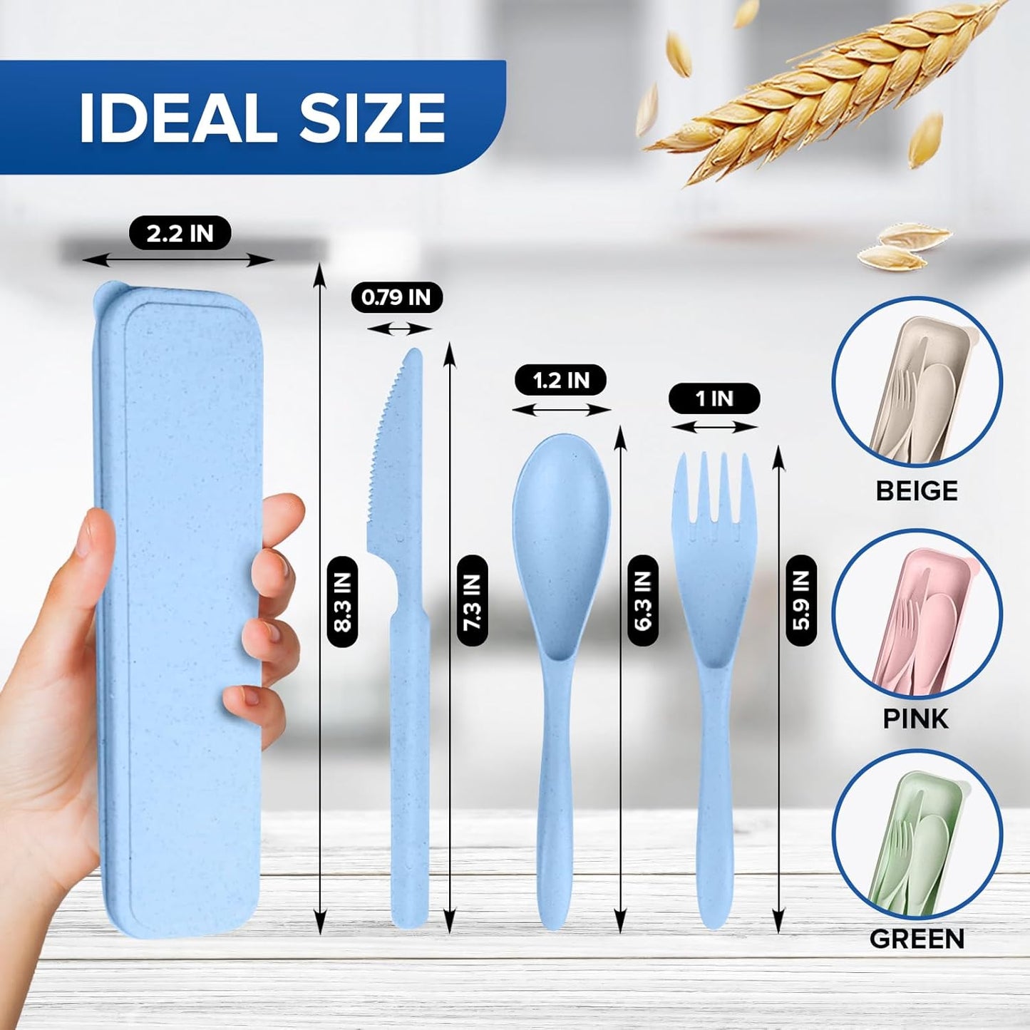 4 Sets Wheat Straw Travel Silverware with Case - Reusable Utensils Set with Case Forks and Spoons Silverware Set Lunch Box Accessories - Fork and Spoon Set Plastic Dinnerware Camping Tableware Set