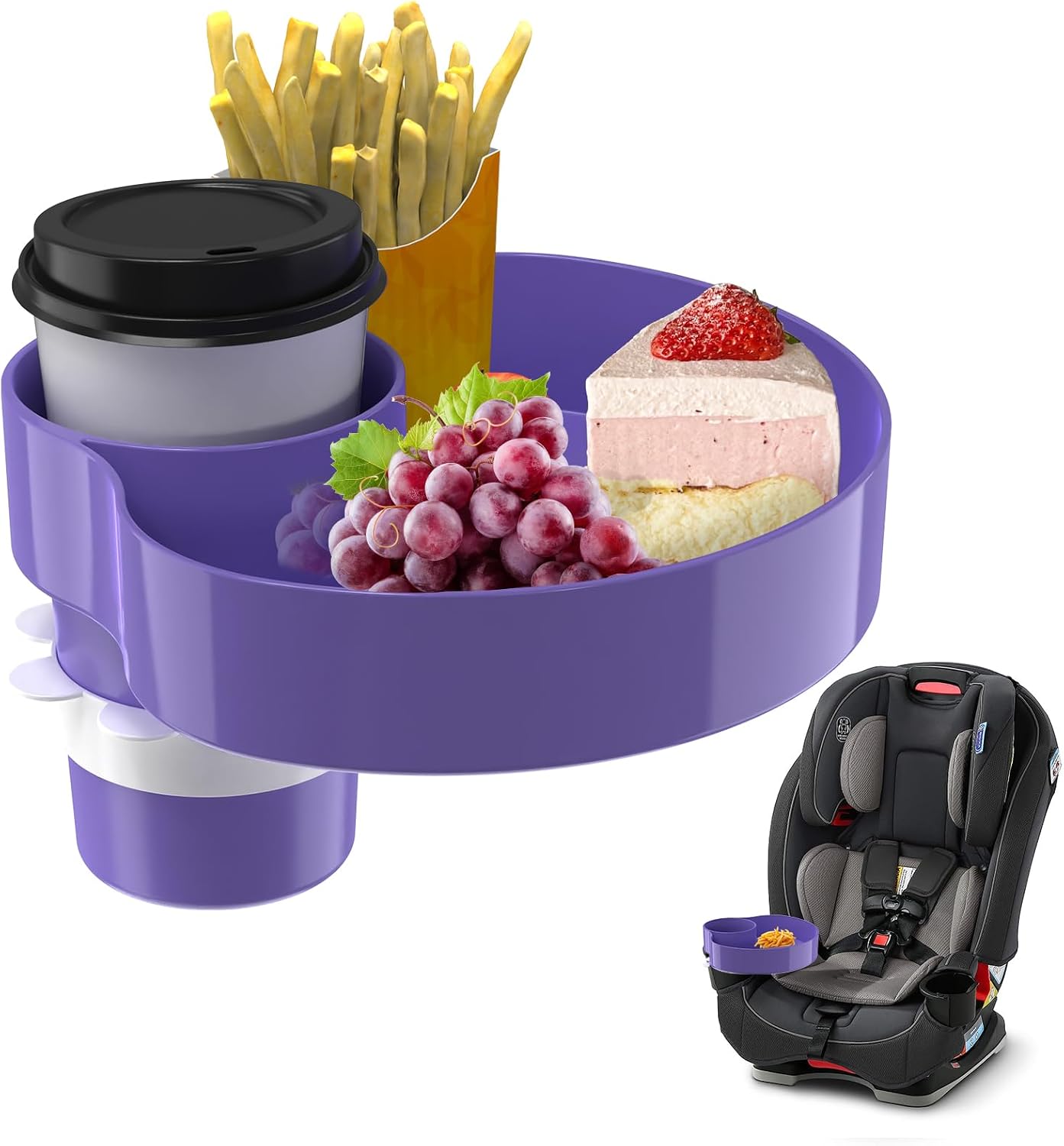 [2 Packs Blue & Pink] Kids Car Seat Tray, Travel Tray with Cup Holder for Toddler Baby, Kids Car Seat Food Snack Organizer for Road Trip, Stroller snack Organizer Travel Must Haves Toddler Must Haves