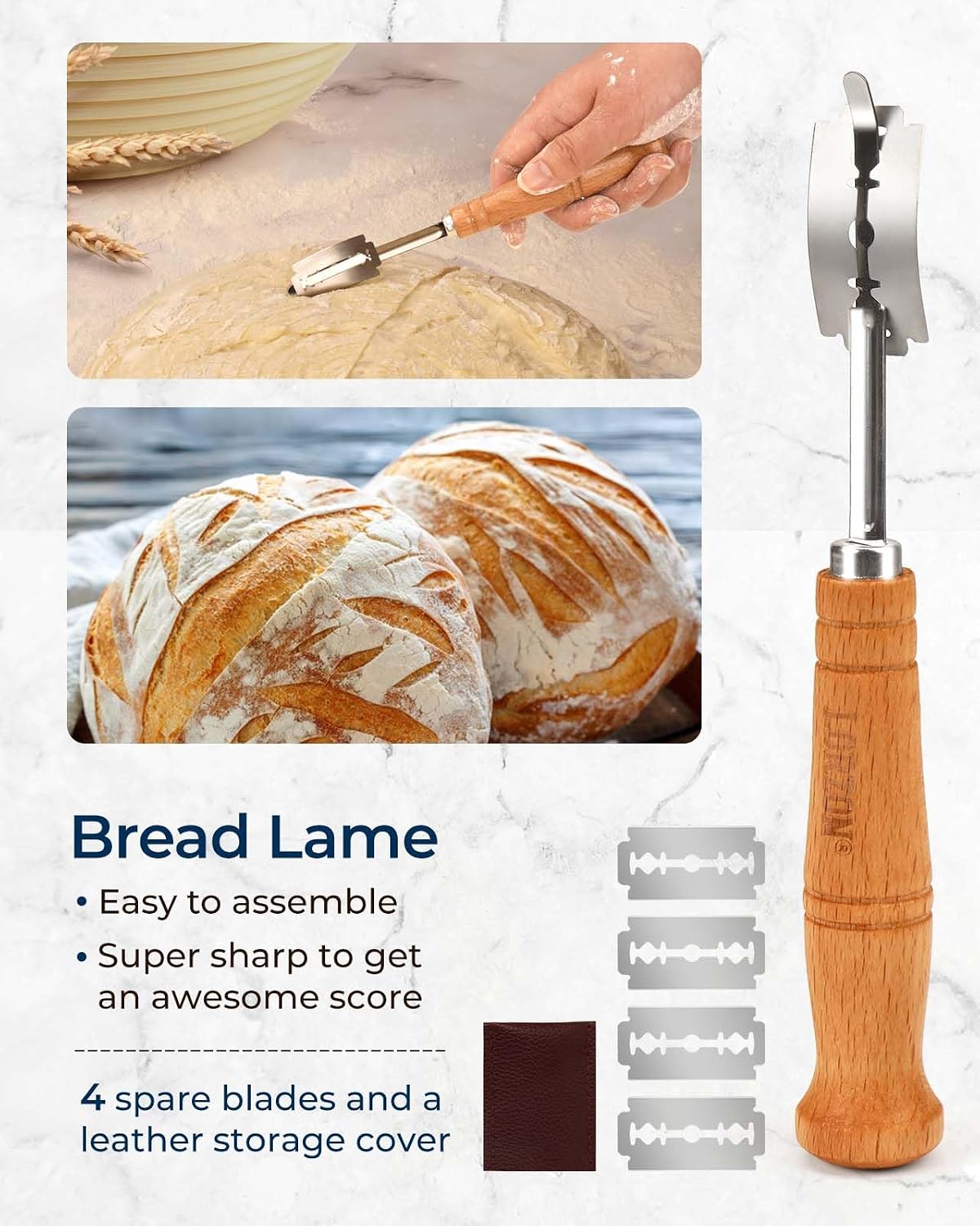 Banneton Proofing Basket Set, Sourdough Bread Baking Supplies (Plastic)