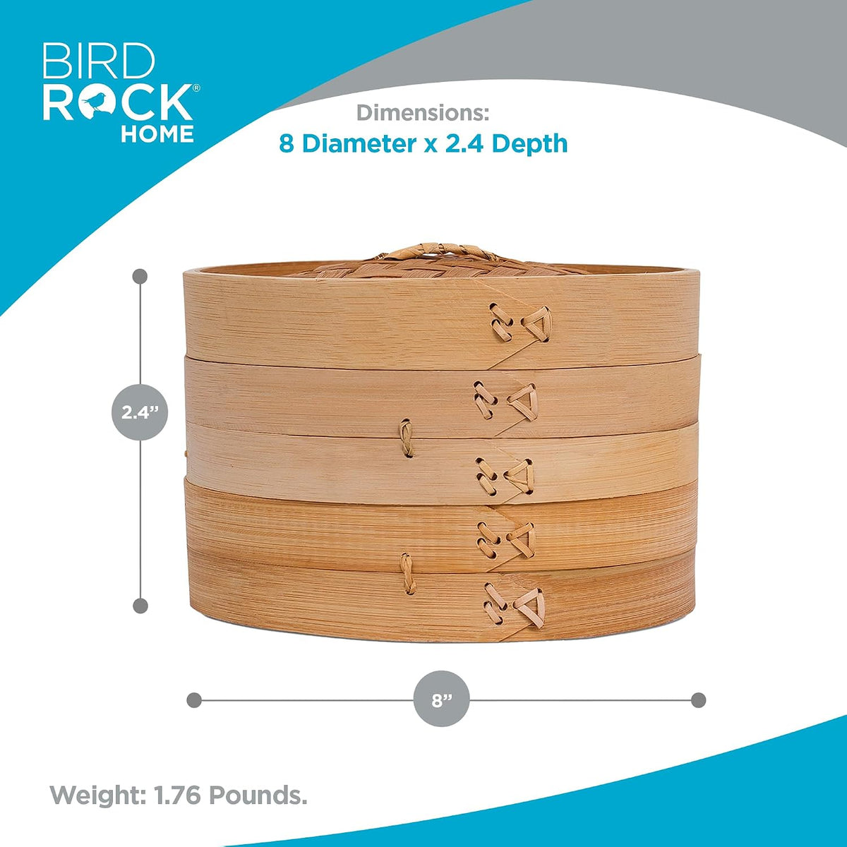 BirdRock Home Bamboo Steamer (Classic Bamboo, 8" Diameter)