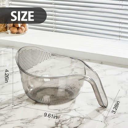 2-In-1 Rice Strainer,Large Rice Washer Beans Washer Strainers And Colanders - Washing Bowl for Fruit Washing Bowl With Strainer,Rice Washing Bowl Multifunctional Drain Basket (White)