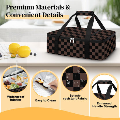 Coobiiya Insulated Casserole Carrier,Lasagna Lugger Tote Keeps Food Hot or Cold,Thermal Lunch Bag Warmer & Cooler Carrier Bag,Portable Tote Bag Fits 9" x 13" Baking Dish for Picnic and Cookout