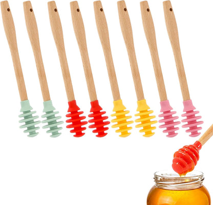 Tbestmax 8 Pcs Silicone Honey Dipper Sticks, 6.7 inch