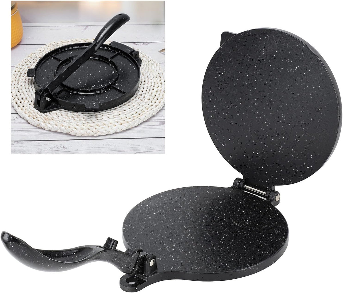 Tortilla Press, Maker Aluminum Labor Saving Multifunctional Pre Seasoned Quesadilla Heavy Duty 10 Inch Tortilla Rotis for Dumpling Skin Dough Tortillera Pataconera Flour Cast Iron